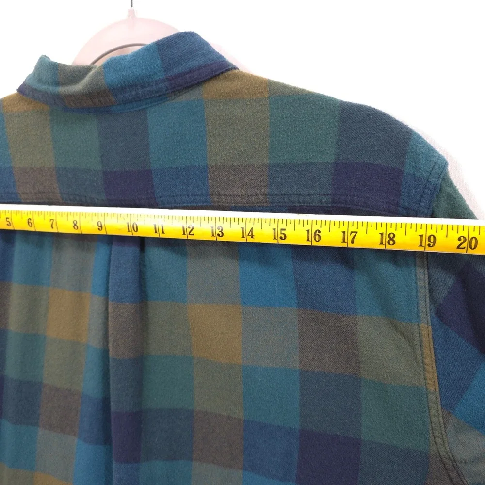 Eddie Bauer Flannel Shirt Buffalo Plaid Blue Green Men XXL Gorpcore Outdoorsy